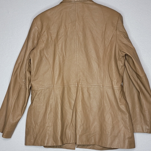 Preston & York Women's Tan Lamb Skin Leather Jacket Size Large - Picture 4 of 9